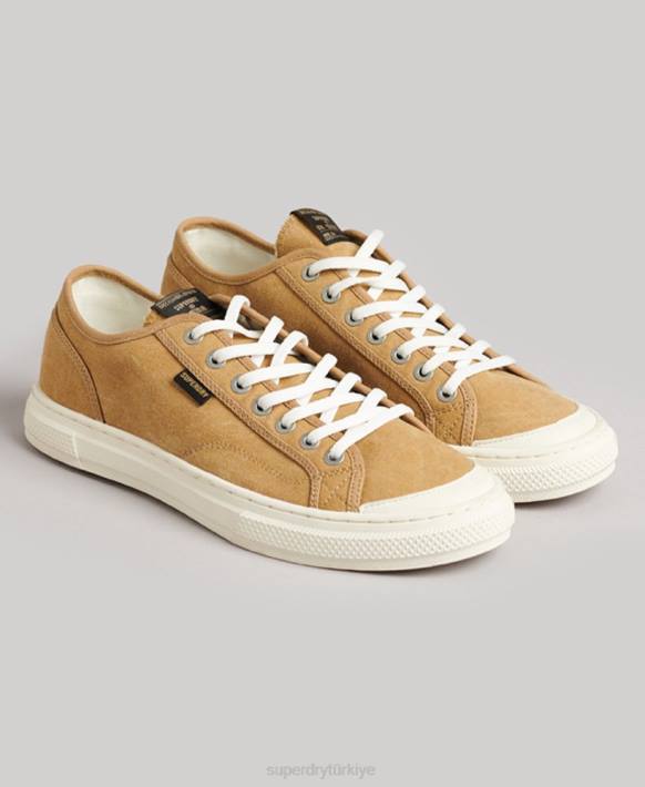 kadınlar Superdry bej vintage vegan sahte vulc kısa spor ayakkabı NNTB4347