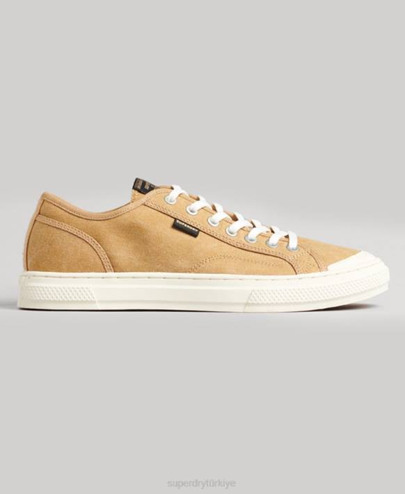 kadınlar Superdry bej vintage vegan sahte vulc kısa spor ayakkabı NNTB4347