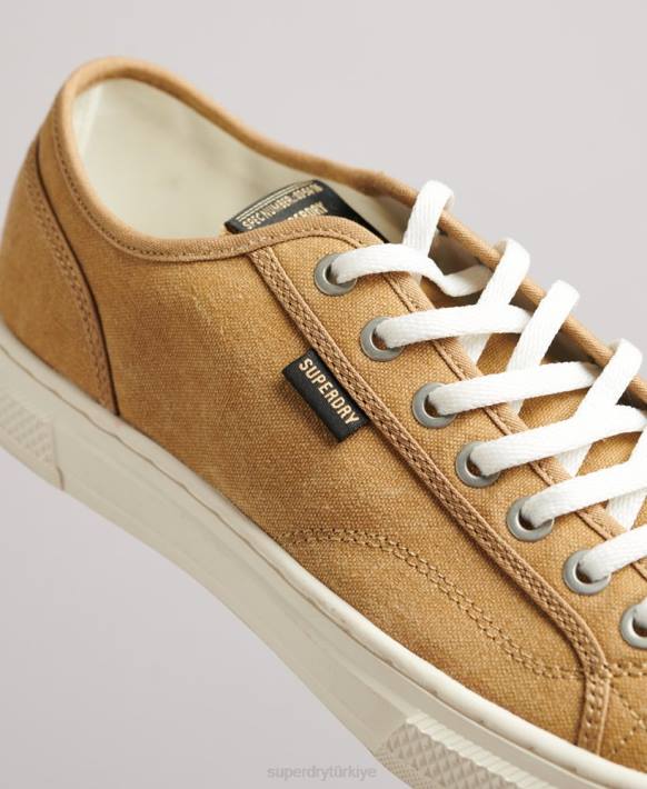 kadınlar Superdry bej vintage vegan sahte vulc kısa spor ayakkabı NNTB4347