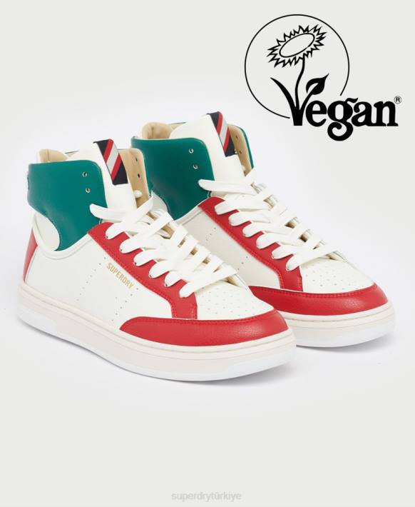 kadınlar Superdry beyaz vegan basket lux spor ayakkabı NNTB4406