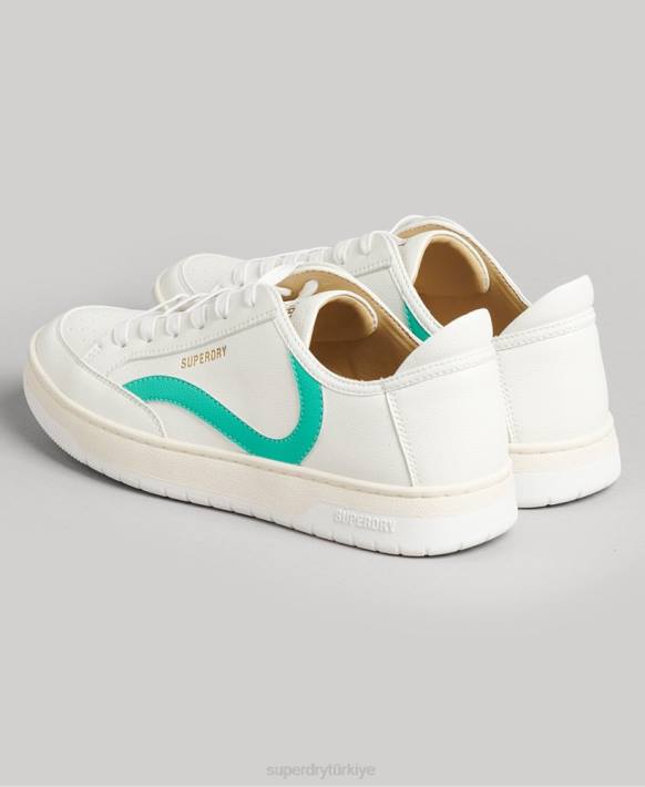 kadınlar Superdry beyaz vintage vegan sepet kısa spor ayakkabı NNTB4363
