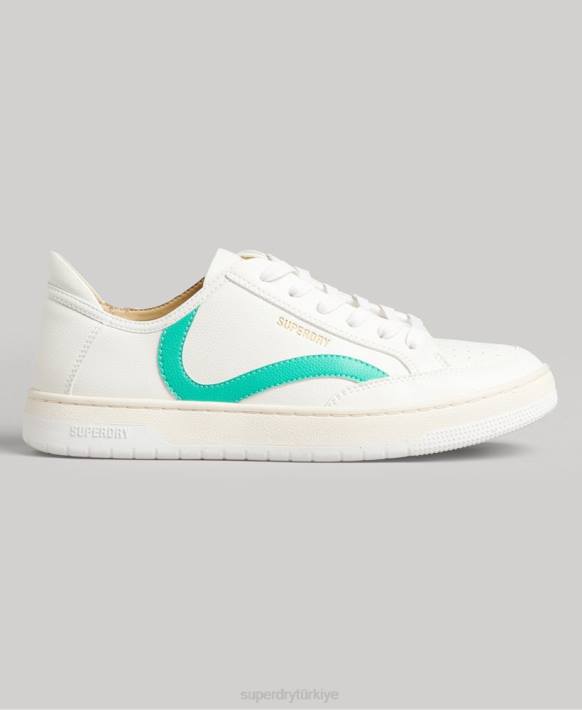 kadınlar Superdry beyaz vintage vegan sepet kısa spor ayakkabı NNTB4363