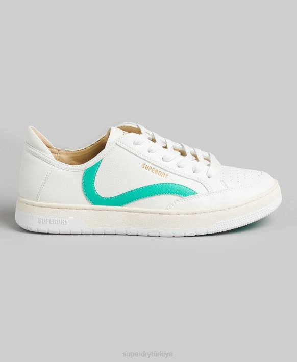 kadınlar Superdry beyaz vintage vegan sepet kısa spor ayakkabı NNTB4363
