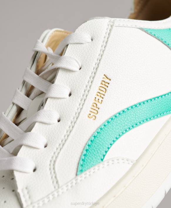 kadınlar Superdry beyaz vintage vegan sepet kısa spor ayakkabı NNTB4363