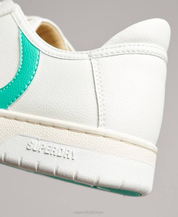 kadınlar Superdry beyaz vintage vegan sepet kısa spor ayakkabı NNTB4363