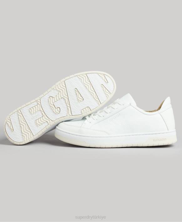 kadınlar Superdry beyaz vintage vegan sepet kısa spor ayakkabı NNTB4365