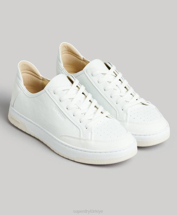 kadınlar Superdry beyaz vintage vegan sepet kısa spor ayakkabı NNTB4365
