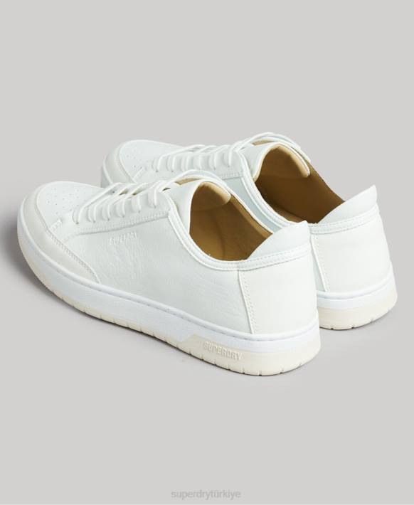 kadınlar Superdry beyaz vintage vegan sepet kısa spor ayakkabı NNTB4365