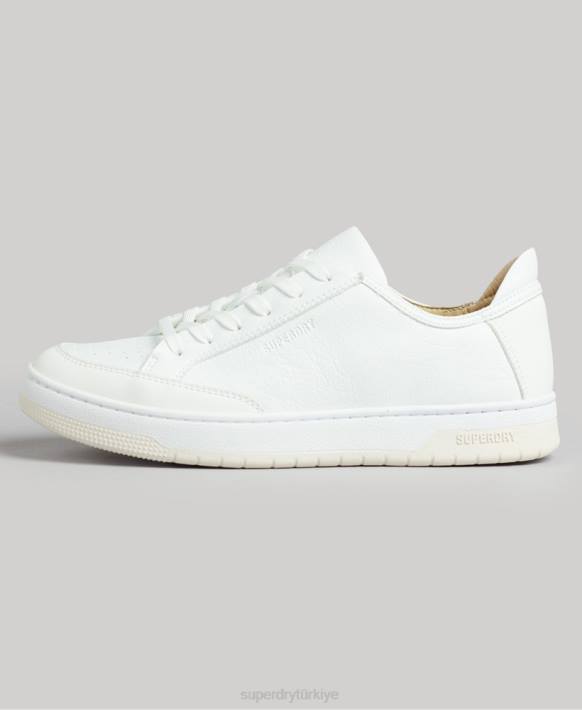 kadınlar Superdry beyaz vintage vegan sepet kısa spor ayakkabı NNTB4365