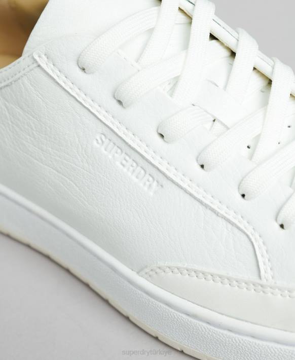 kadınlar Superdry beyaz vintage vegan sepet kısa spor ayakkabı NNTB4365