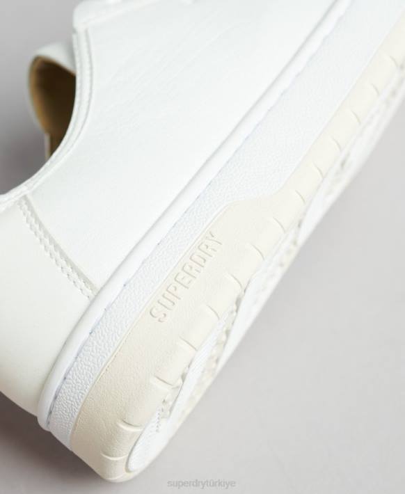 kadınlar Superdry beyaz vintage vegan sepet kısa spor ayakkabı NNTB4365
