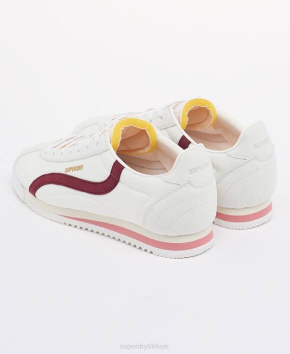 kadınlar Superdry kırmızı vegan retro koşucu ayakkabısı NNTB4426