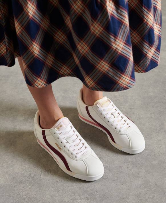 kadınlar Superdry kırmızı vegan retro koşucu ayakkabısı NNTB4426