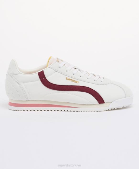 kadınlar Superdry kırmızı vegan retro koşucu ayakkabısı NNTB4426