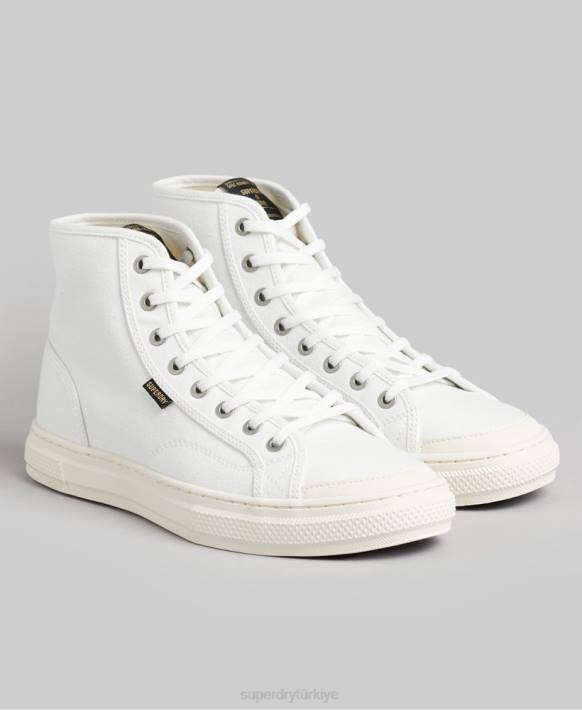 kadınlar Superdry krem vegan kanvas yüksek top eğitmenler NNTB4357