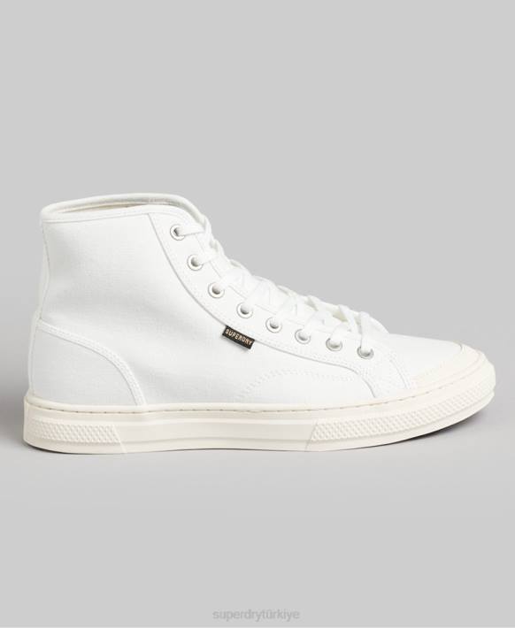 kadınlar Superdry krem vegan kanvas yüksek top eğitmenler NNTB4357