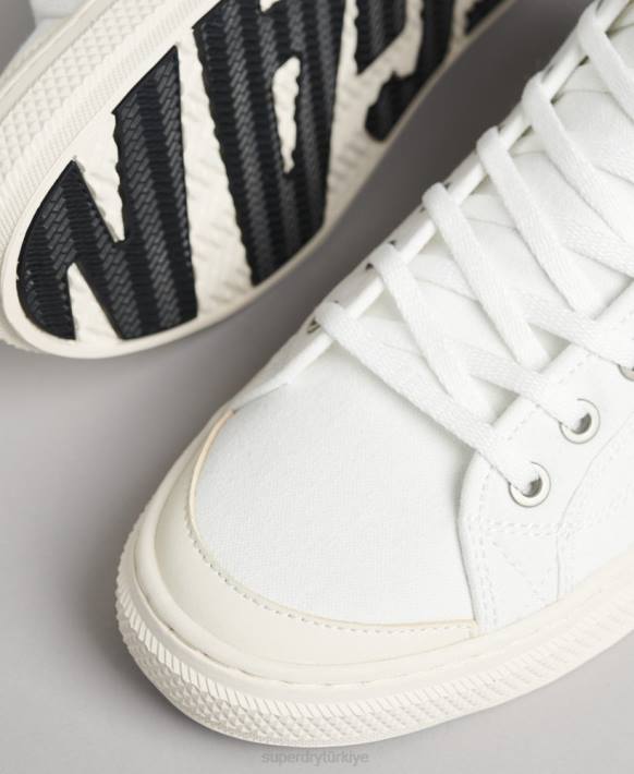 kadınlar Superdry krem vegan kanvas yüksek top eğitmenler NNTB4357