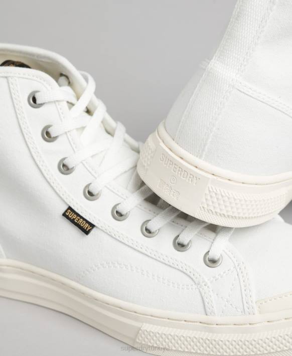 kadınlar Superdry krem vegan kanvas yüksek top eğitmenler NNTB4357