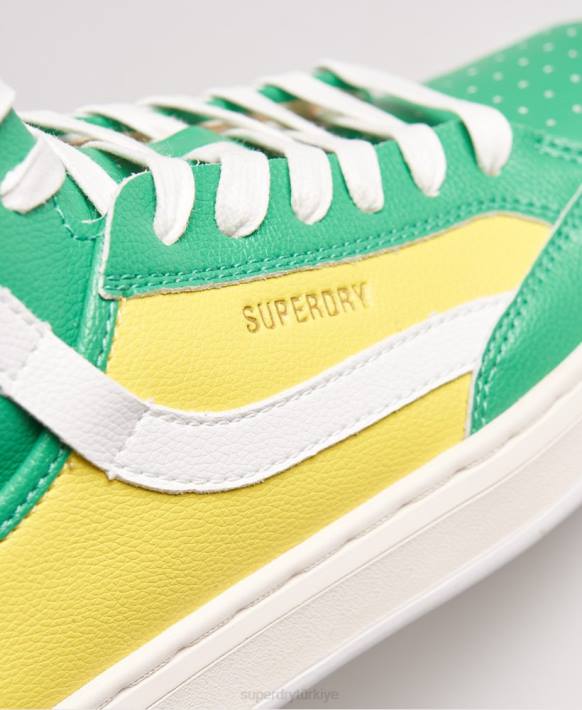 kadınlar Superdry sarı vegan basket lux spor ayakkabı NNTB4410