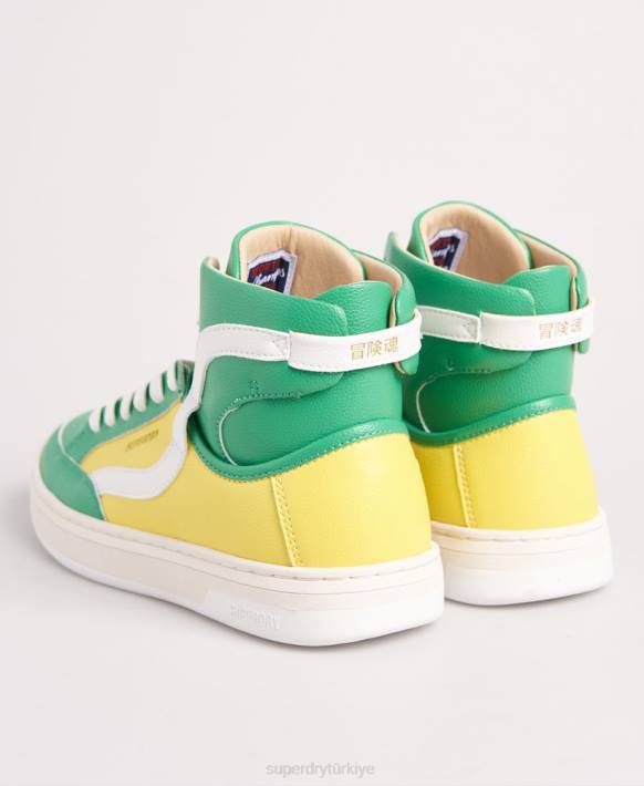 kadınlar Superdry sarı vegan basket lux spor ayakkabı NNTB4410