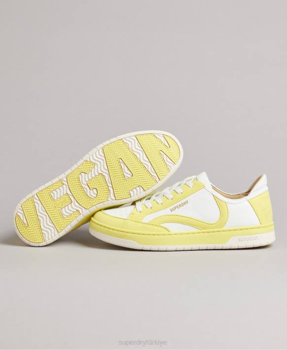 kadınlar Superdry sarı vintage vegan sepet kısa spor ayakkabı NNTB4421