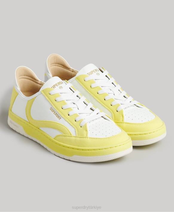 kadınlar Superdry sarı vintage vegan sepet kısa spor ayakkabı NNTB4421