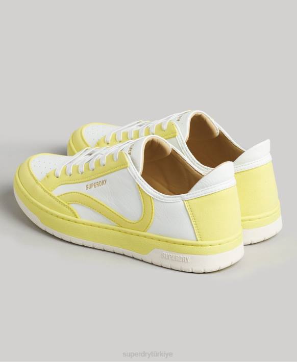 kadınlar Superdry sarı vintage vegan sepet kısa spor ayakkabı NNTB4421