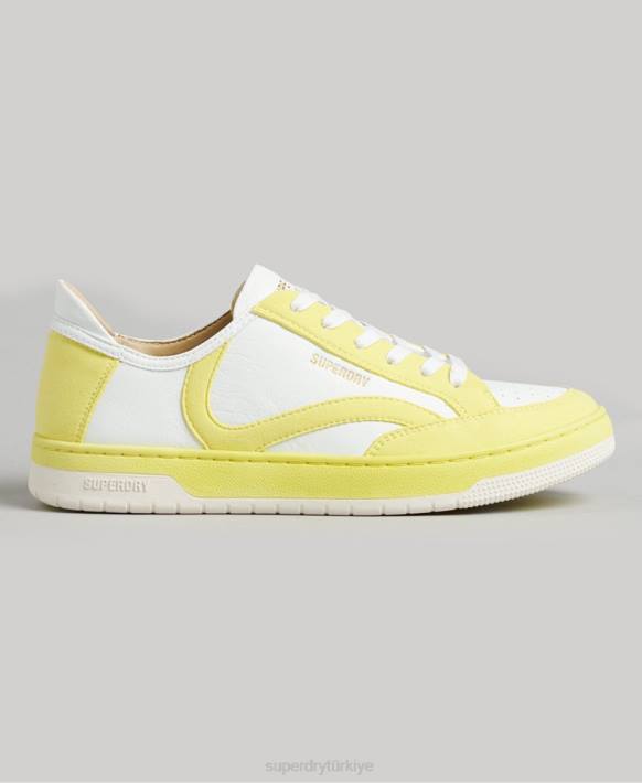 kadınlar Superdry sarı vintage vegan sepet kısa spor ayakkabı NNTB4421