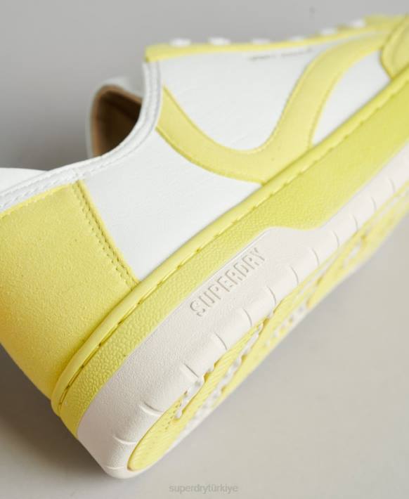 kadınlar Superdry sarı vintage vegan sepet kısa spor ayakkabı NNTB4421
