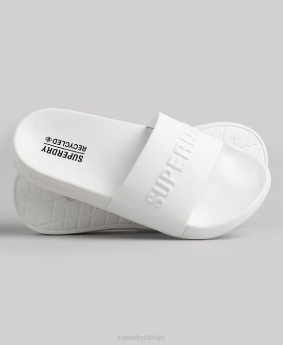 kadınlar Superdry beyaz kod logosu havuz kaydırıcıları NNTB4379