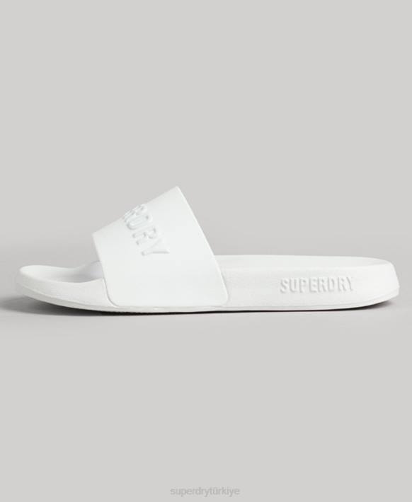 kadınlar Superdry beyaz kod logosu havuz kaydırıcıları NNTB4379