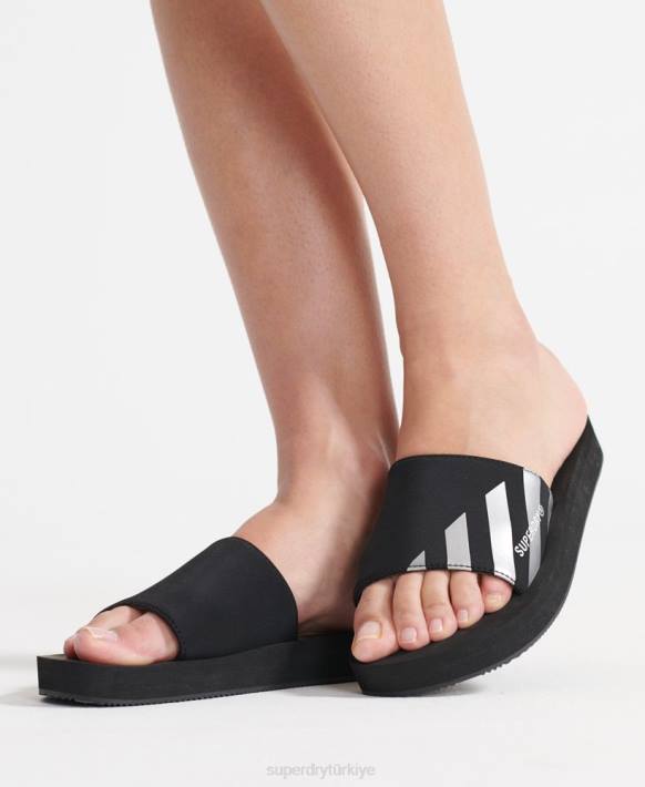 kadınlar Superdry siyah yüzmek spor kaydırıcıları NNTB4207