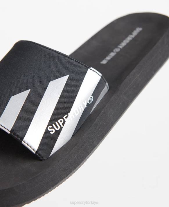kadınlar Superdry siyah yüzmek spor kaydırıcıları NNTB4207
