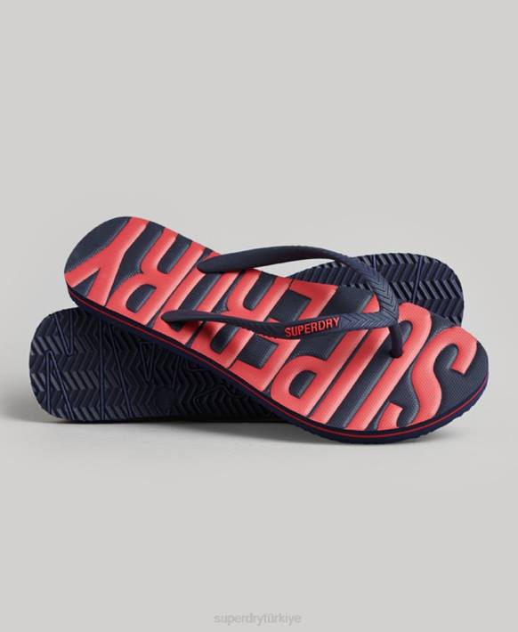 kadınlar Superdry Donanma eski vegan parmak arası terlik NNTB4389