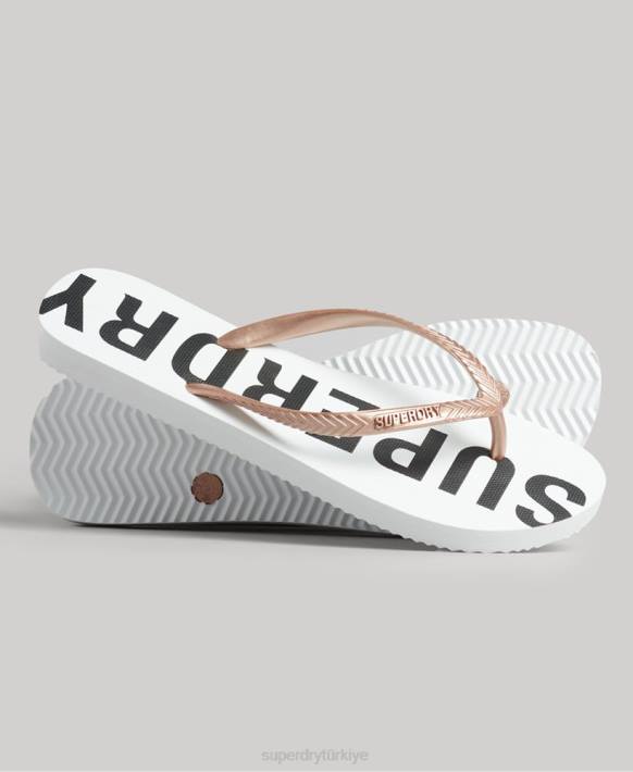 kadınlar Superdry beyaz kod çekirdekli spor parmak arası terlik NNTB4371