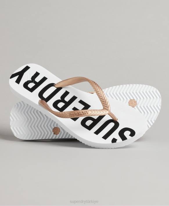 kadınlar Superdry beyaz kod temel parmak arası terlik NNTB4393