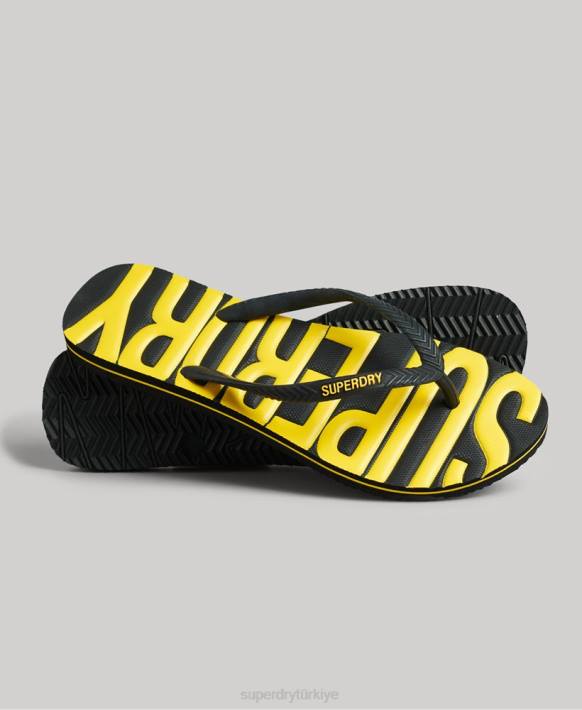kadınlar Superdry siyah eski vegan parmak arası terlik NNTB4374