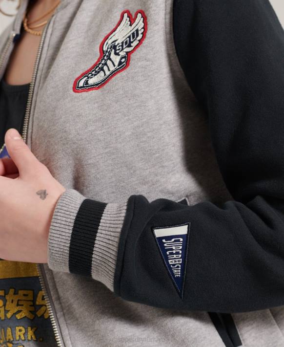 kadınlar Superdry Donanma Kolej yazılı beyzbol bomber ceketi NNTB6006