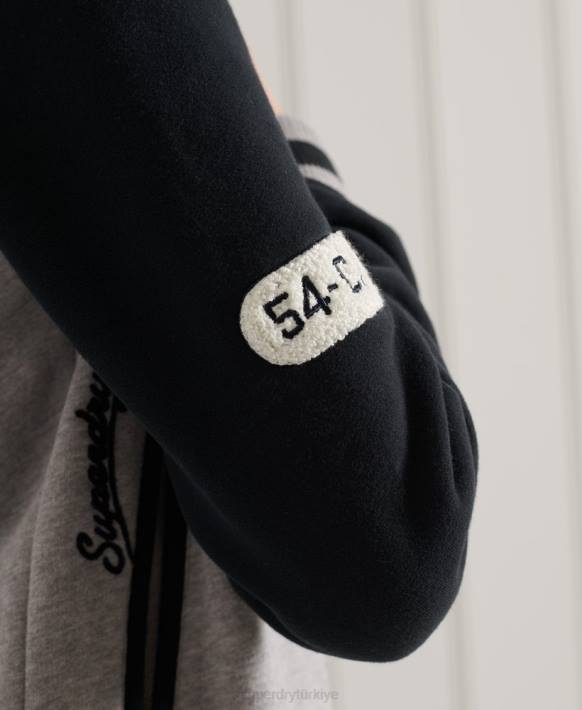 kadınlar Superdry Donanma Kolej yazılı beyzbol bomber ceketi NNTB6006