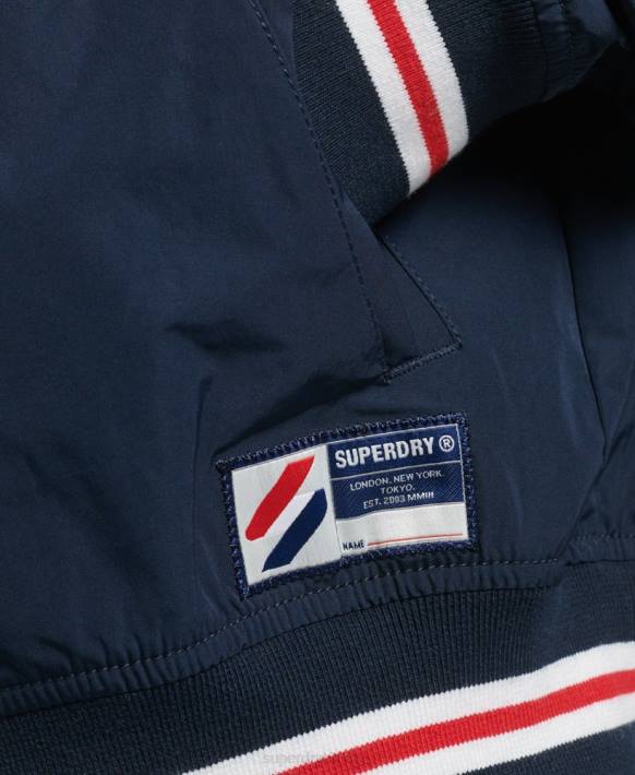 kadınlar Superdry Donanma büyük boy naylon kolej ceketi NNTB5728