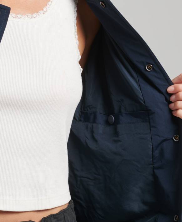 kadınlar Superdry Donanma büyük boy naylon kolej ceketi NNTB5728