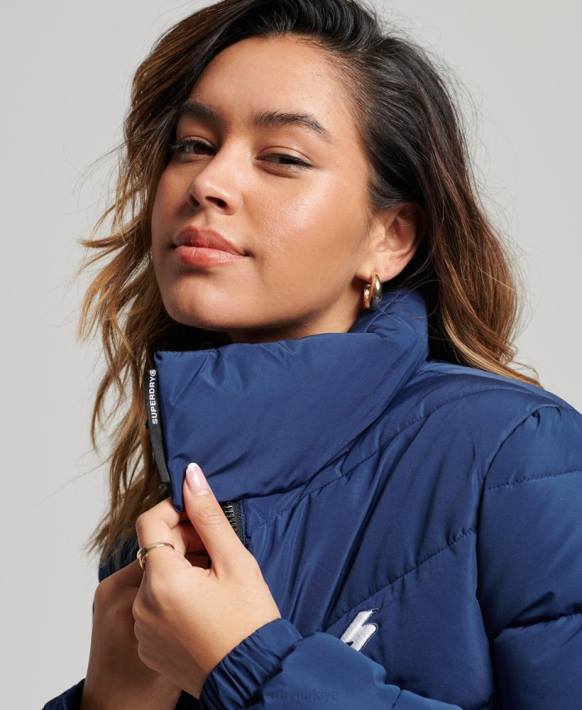 kadınlar Superdry Donanma kapüşonsuz spor şişme mont NNTB3760