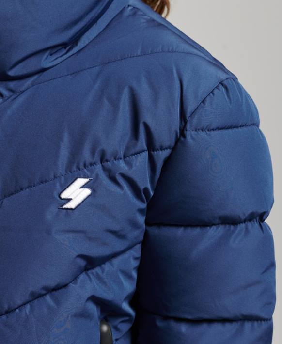 kadınlar Superdry Donanma kapüşonsuz spor şişme mont NNTB3760