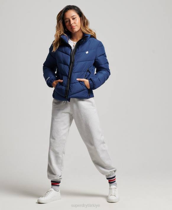 kadınlar Superdry Donanma kapüşonsuz spor şişme mont NNTB3760
