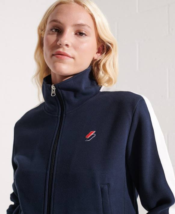 kadınlar Superdry Donanma kod çizgili eşofman üstü NNTB5519