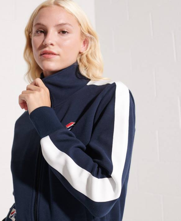 kadınlar Superdry Donanma kod çizgili eşofman üstü NNTB5519