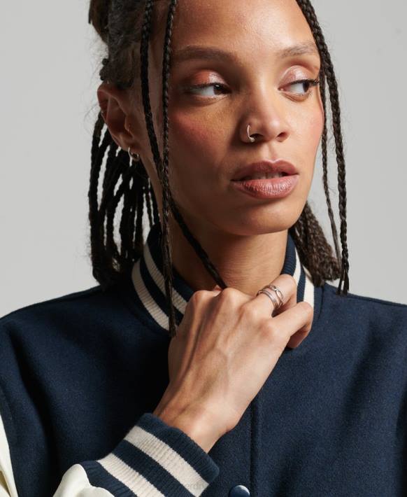 kadınlar Superdry Donanma kolej bombacı ceketi NNTB3784