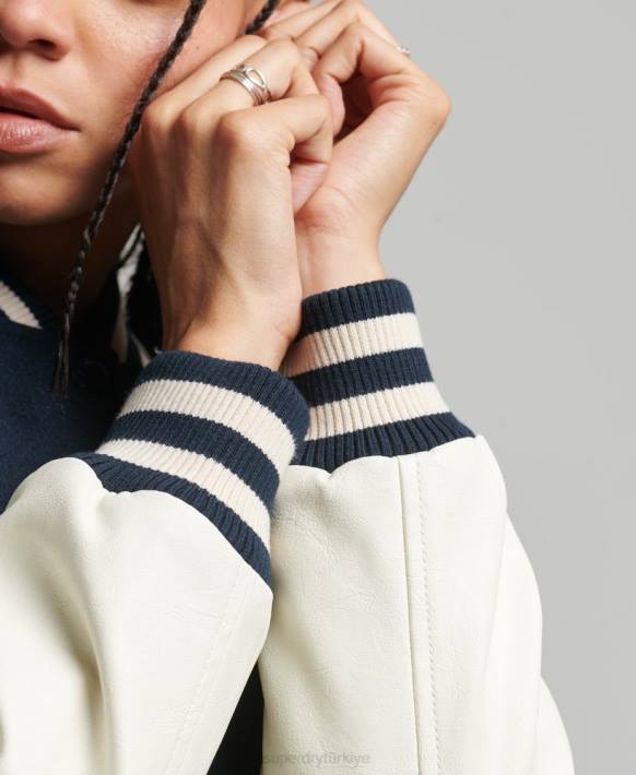 kadınlar Superdry Donanma kolej bombacı ceketi NNTB3784