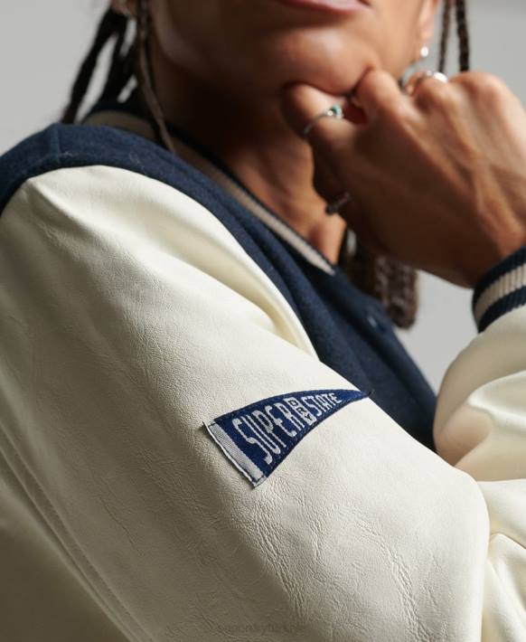 kadınlar Superdry Donanma kolej bombacı ceketi NNTB3784