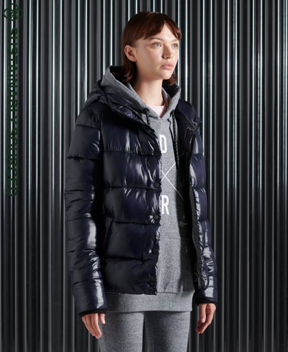 kadınlar Superdry Donanma parlak toya ceket NNTB3853